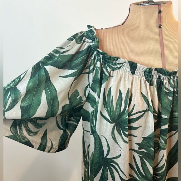 H&M Natural & Green Tropical Print Sundress - Size Large - Picture 8 of 10